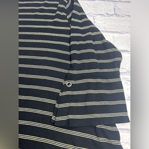 J. Jill Black Tee with White/Tan Stripes. 3/4 Length Bell Sleeve. Size 2X - Picture 3 of 9